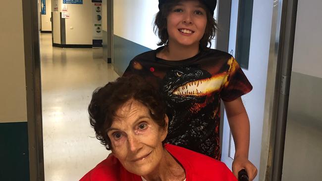 Bellamack woman Maggie Grave, 76, with grandson Chilli. Picture: Supplied