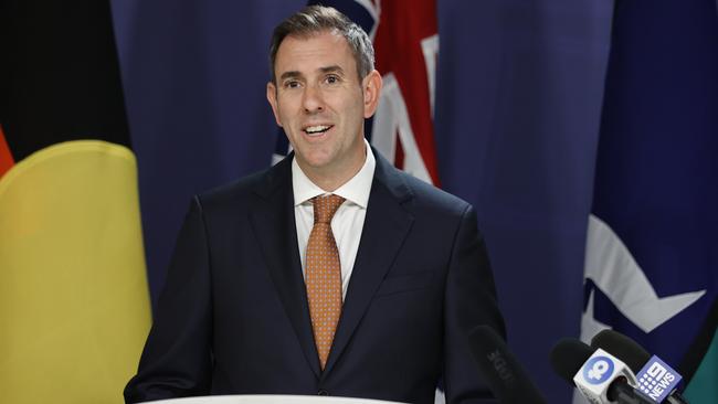 Federal Treasurer Jim Chalmers speaks during a press conference on Wednesday. Picture: NCA NewsWire / Dylan Coker