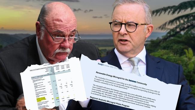 Leichhardt MP Warren Entsch was perplexed when Prime Minister Anthony Albanese said funding for the Daintree Microgrid never existed, despite departmental budgets showing line items for the project.