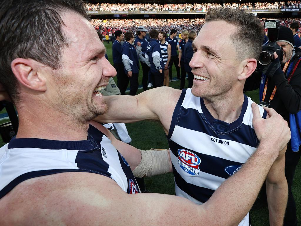 Joel Selwood and Patrick Dangerfield shared a strong bond. Picture by Michael Klein