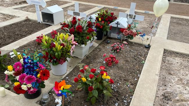 Krystal and Paul Browitts’ graves in Melbourne. Picture: Marie Browitt