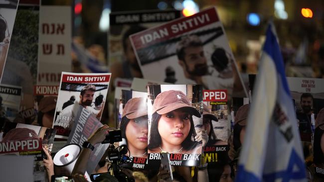 On day 35 of hostages being detained by Hamas, thousands of people, including families of those kidnapped, protest to demand that Israeli Prime Minister Benjamin Netanyahu secure their release, outside The Museum of Modern Art, in Tel Aviv. Picture: Getty