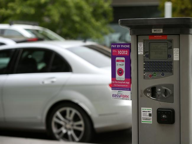 New parking apps on parking meters in Geelong. Picture: Alison Wynd