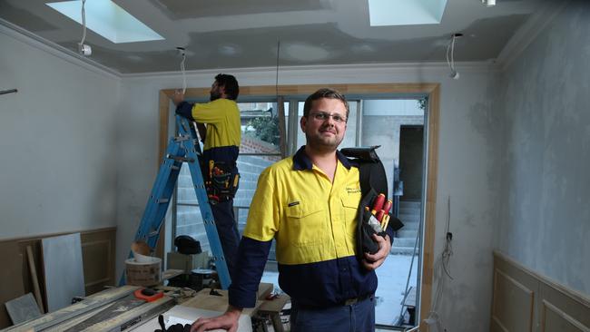 Electrician Andrew Hardingham, owner of Sydney Electrical and Data, is unsure HomeBuilder will help to revive tradies’ fortunes. Picture: Britta Campion