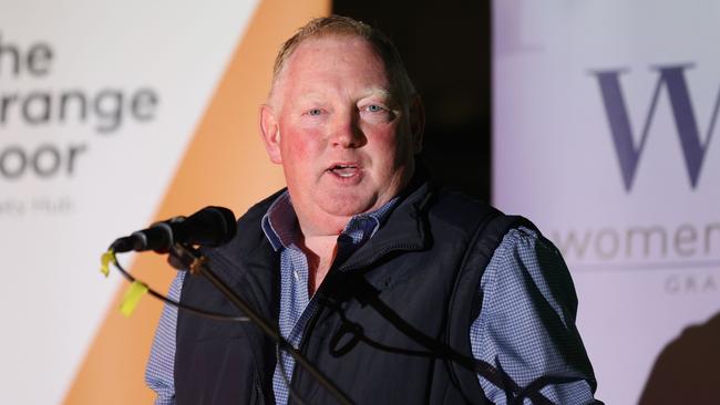 Mick Murphy speaks at a Candle light march in Ballarat to honour the women who have recently lost their lives to violence in the Ballarat area. Picture: Brendan Beckett