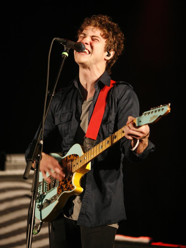 Wincing the night away. Andrew Van Wyngarden of MGMT performs during the All Points West music festival at Liberty State Park Sunday, Aug. 2, 2009 in Jersey City, N.J.