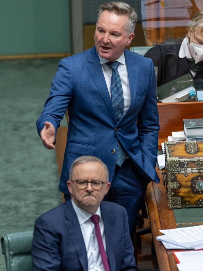 Chris Bowen with Anthony Albanese. Picture: NCA NewsWire / Gary Ramage