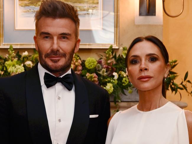 TETBURY, ENGLAND - FEBRUARY 07: David Beckham and Victoria Beckham during a dinner at Highgrove House on February 07, 2025 in Tetbury, England. In preparation for their upcoming State Visits to the Holy See and the Republic of Italy in early April 2025, The King and Queen will attend a special dinner alongside the Italian Ambassador to the UK, His Excellency Inigo Lambertini, Mrs. Maria Grazia Lambertini, and Italian-American actor Stanley Tucci. The event will celebrate the values of Slow Food and Slow Fashion. (Photo by Finnbarr Webster/Getty Images)