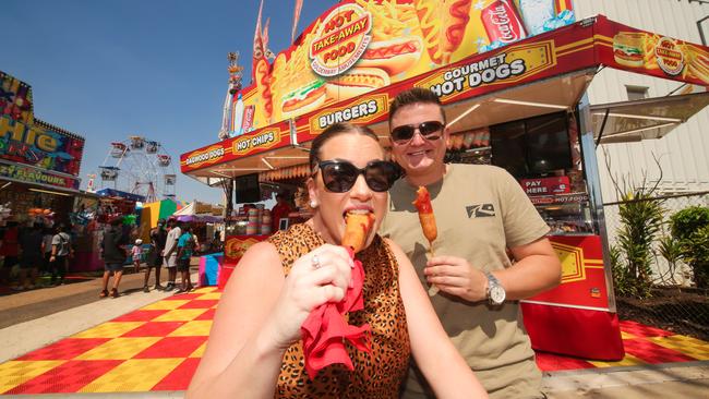 Sarah Smith and Ryan Roswell at the Royal Darwin Show last year. The spirit of the beloved event is still alive despite it being cancelled. Picture: Glenn Campbell