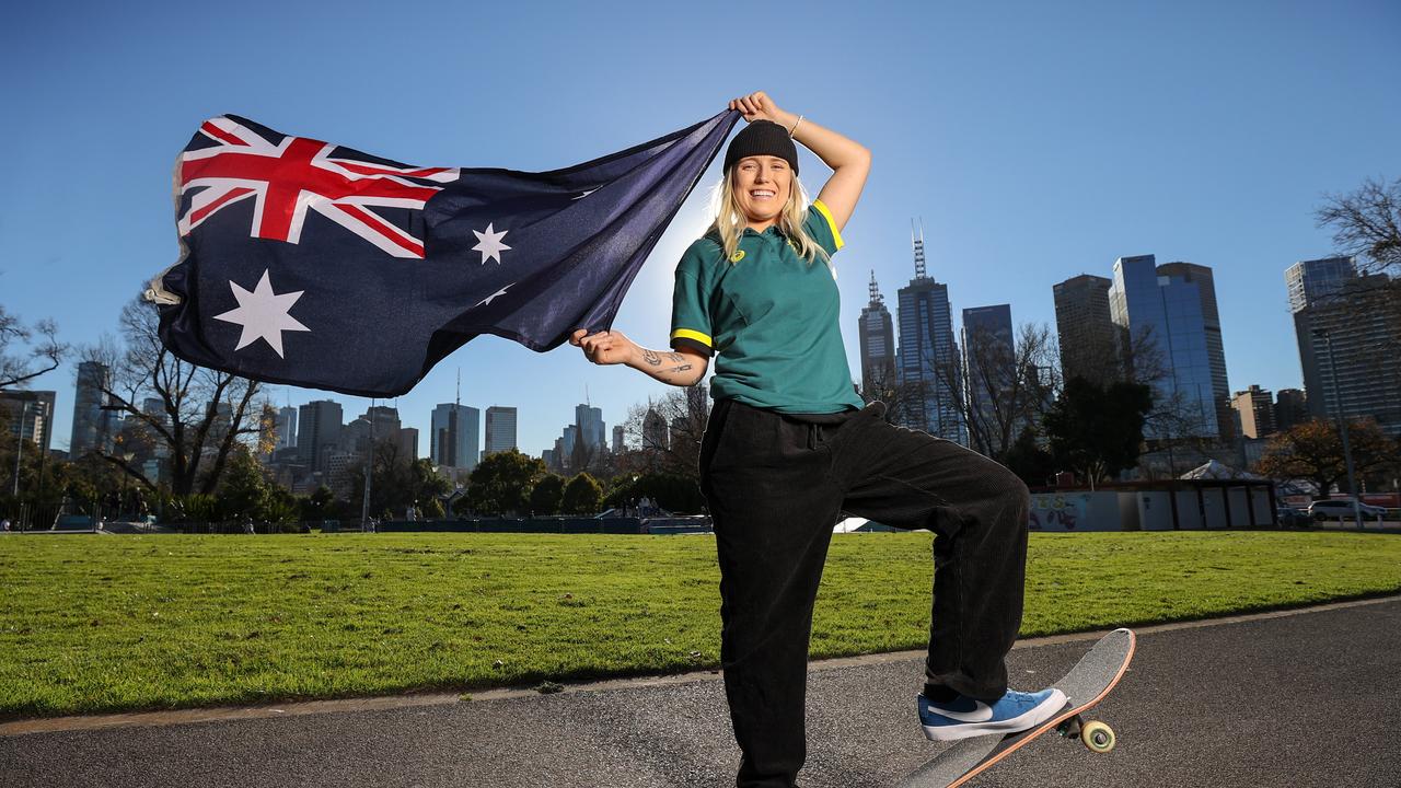 Hayley Wilson, Australian skater (potential Olympic medallist for Tokyo 2021 Olympic Games), gets ready to go to represent her country. Picture: Alex Coppel.