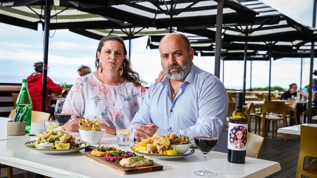 Normanville Kiosk and Cafe owners Jim and Charmaine Liapis are worried about what the area’s $12m foreshore upgrade will mean for their business. Picture: Tom Huntley