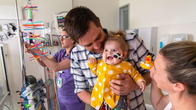 Ellie had already spent five months in hospital in Sydney when the family came to the RCH in Melbourne. Picture: Jason Edwards