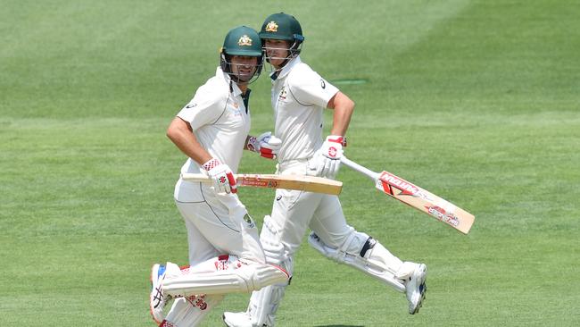 Joe Burns (left) says he and David Warner have developed a teriffic understanding between the wickets. Picture: AAP