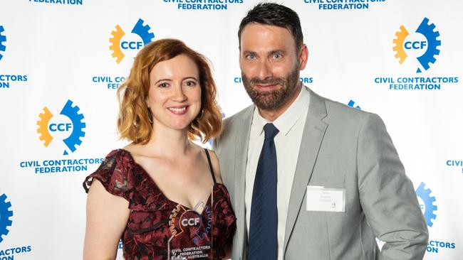 Civil Contractors Federation Women in Civil award winner Carly Zanini with Gallagher business development manager Tom De Santis.
