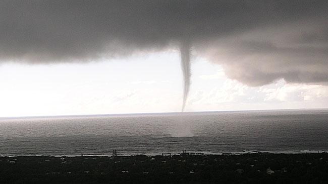 The water spout off Broken Head, northern NSW, as snapped by local resident Vicki Smith.