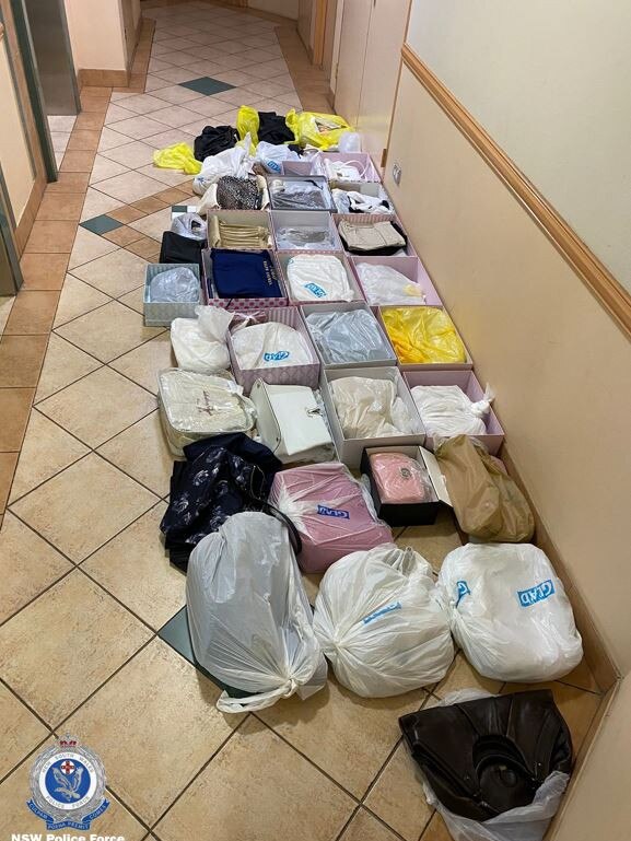 Police found various luxury items.