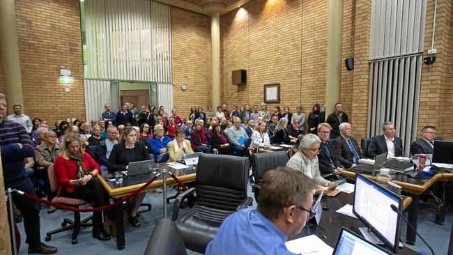 Last week&#39;s Coffs Harbour City Council meeting discussing the tender for the $76.5 million Cultural and Civic Space development. Picture: TREVOR VEALE