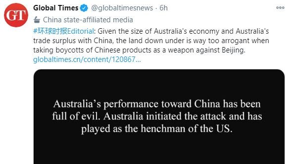 A Global Times news editorial slamming Australia.