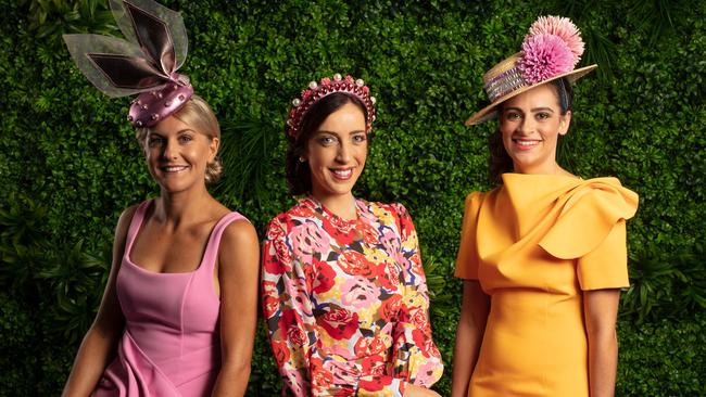 Set for the Darwin Cup are, from left, Katie Streader, Cup ambassador Lily North and Leah Tagilala