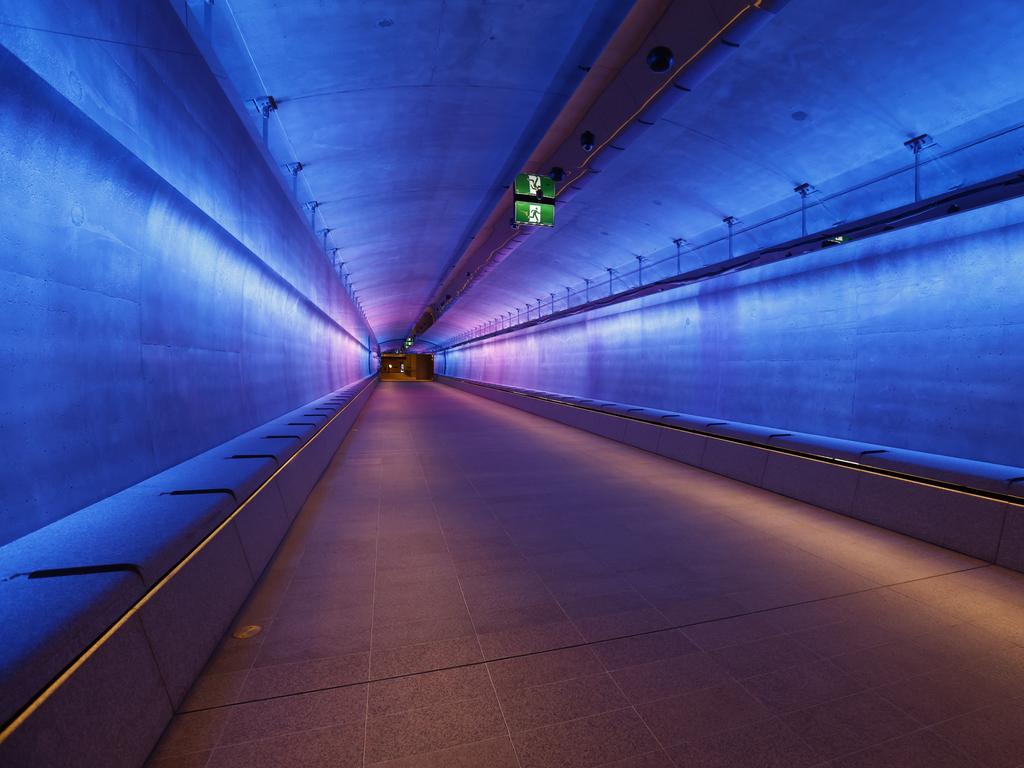 The Muru Giligu walk way connecting Martin Place train station to the Martin Place Metro Station. Picture: Richard Dobson