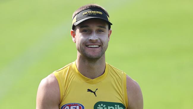 MELBOURNE . 06/04/2023.  AFL . Richmond training at Punt Rd Oval. Richmonds Jayden Short  during todays training session  . Pic: Michael Klein