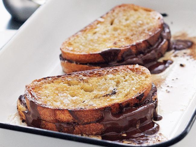 Chocolate, olive oil and sea salt toasts.