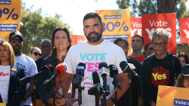 Yes23 spokesperson Dean Parkin speaks during a campaign event at the Redfern Community Centre.