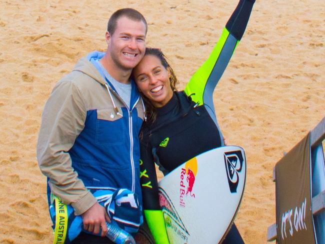 Trent Merrin was with Sally Fitzgibbons at the 2014 event at Bells Beach.