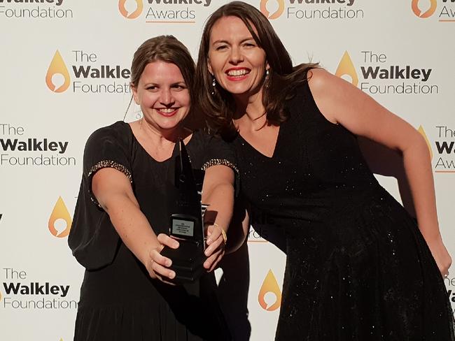 Kylie Stevenson and Caroline Graham at the Walkley Awards.