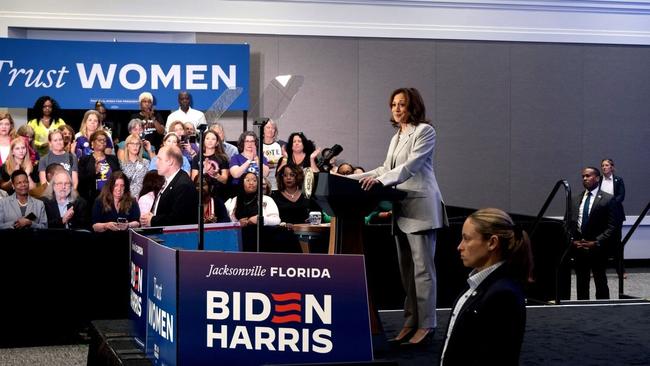 Harris has been travelling around the country campaigning on abortion rights. Picture: Malcolm Jackson/Bloomberg News/WSJ