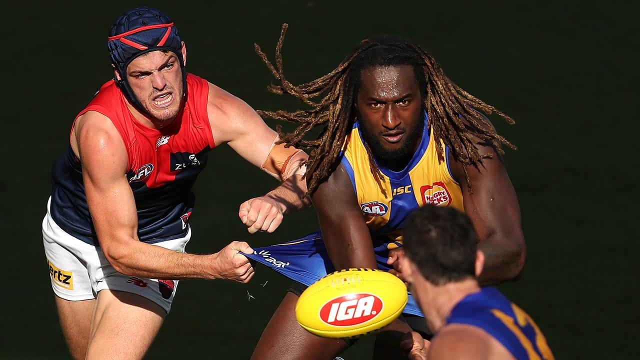 Nic Naitanui’s attempts at quiet training sessions aren’t going well. (Photo by Paul Kane/Getty Images)