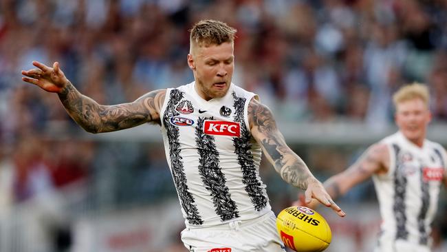 Collingwood’s Jordan De Goey is dealing with a bout of gastro ahead of Sunday’s match against Gold Coast. Picture: Getty Images