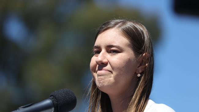 Former Liberal Party staffer Brittany Higgins inspired the huge Women's March 4 Justice rallies around Australia after going public about her alleged rape. Picture: NCA NewsWire / Gary Ramage