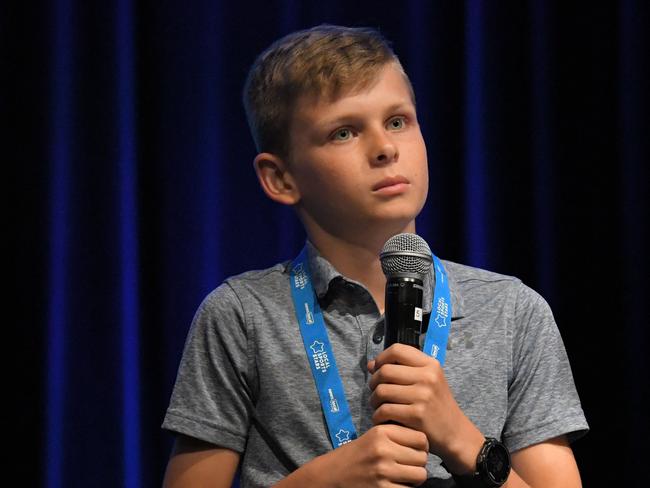 Overall winner, Joshua O'Connell, Athletics - 2019 giving his acceptance speech.NewsLocal Junior Sports Star - Overall WinnerNewslocal Sports Star Awards at Bankstown Sports Club Wednesday October 23, 2019.(AAP IMAGAE/Simon Bullard)