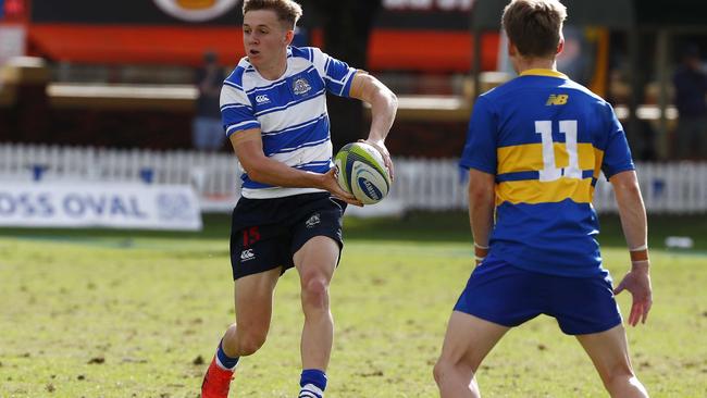 Nudgee College fullback Tory Bath attacks. Photo: Tertius Pickard