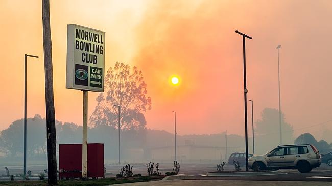 The view in the late afternoon from the Morwell Bowling Club.