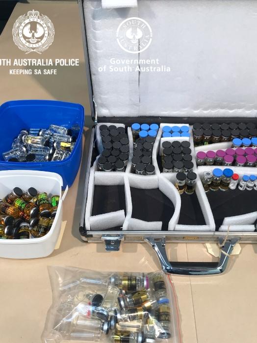 Around 200 steroid vials were seized from the address. Picture: SA Police