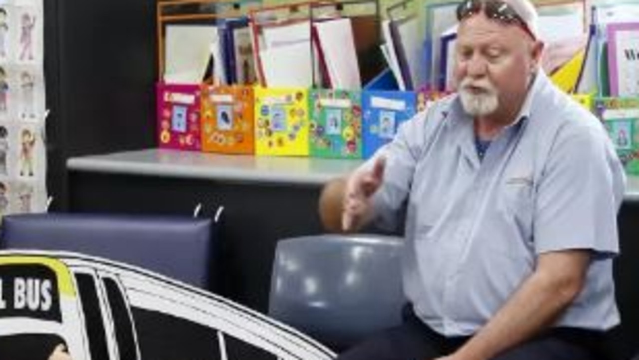 Wasson was photographed giving a talk to school students in his role as a bus driver. Picture: The Daily Advertiser