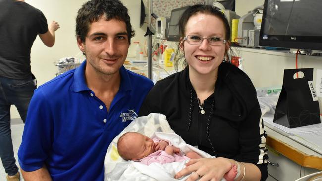 Jordynn Knight with his partner Erica Wastell and their baby daughter Sayge, just after her birth. Picture supplied by family