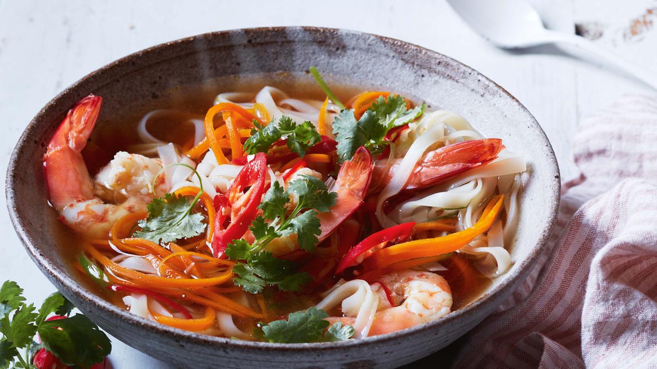 Chilli & ginger broth with prawns