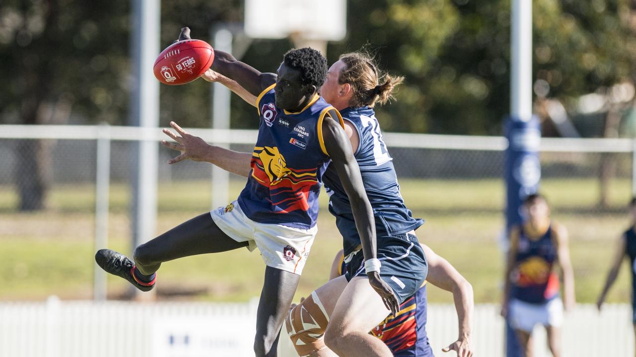 Mach Mach in action for University in the 2021 AFLQ Darling Downs competition. Picture: Kevin Farmer