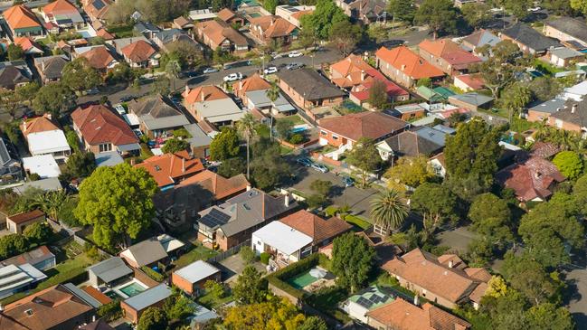 SYDNEY, AUSTRALIA - NewsWire Photos SEPTEMBER 14 2023. Generic housing & real estate house generics. Pic shows aerial view of suburban rooftops in Summer Hill, taken by drone. Picture: NCA NewsWire / Max Mason-Hubers