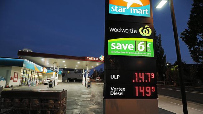 New signage at Woolworths petrol stations.Picture: MATHEW FARRELL