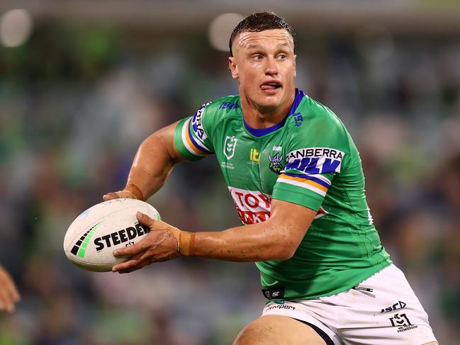 CANBERRA, AUSTRALIA - APRIL 14: Jack Wighton of the Raiders in action during the round six NRL match between the Canberra Raiders and the North Queensland Cowboys at GIO Stadium on April 14, 2022, in Canberra, Australia. (Photo by Mark Nolan/Getty Images)