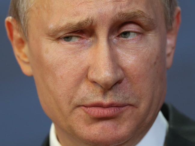 BUDAPEST, HUNGARY - FEBRUARY 17: Russian President Vladimir Putin speaks to the media with Hungarian Prime Minister Viktor Orban at Parliament on February 17, 2015 in Budapest, Hungary. Putin is in Budapest on a one-day visit, his first visit to an EU-member country since he attended ceremonies marking the 70th anniversary of the D-Day invasions in France in June, 2014. (Photo by Sean Gallup/Getty Images)