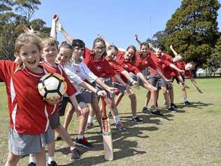 Kids from Iluka Public School will enjoy playing sports on Ken Leeson Oval even more after an upgrade. Picture: Ebony Stansfield