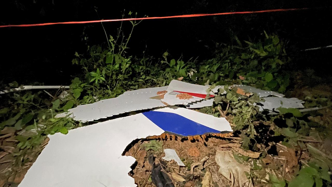 Pieces of the crashed passenger plane's wreckage have been found by rescue workers. Picture: Zhou Hua/Xinhua via Getty Images.