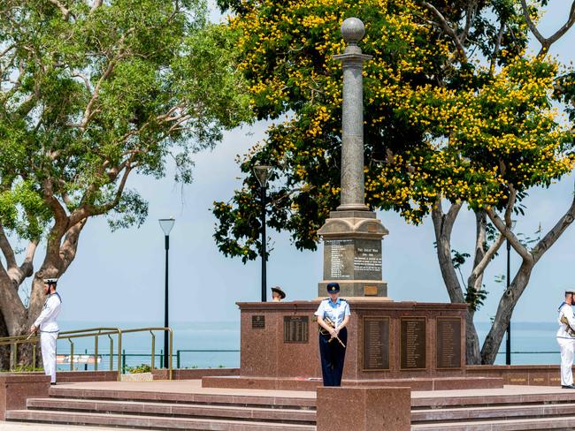 Darwin's Remembrance Day commemorations were held at the Cenotaph on Darwin's esplanade. picture: Che Chorley