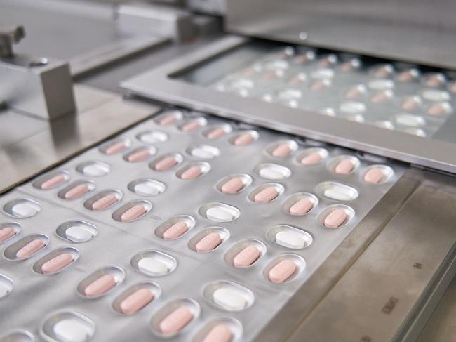 Pfizer’s pill in the making. Picture: Handout / Pfizer / AFP