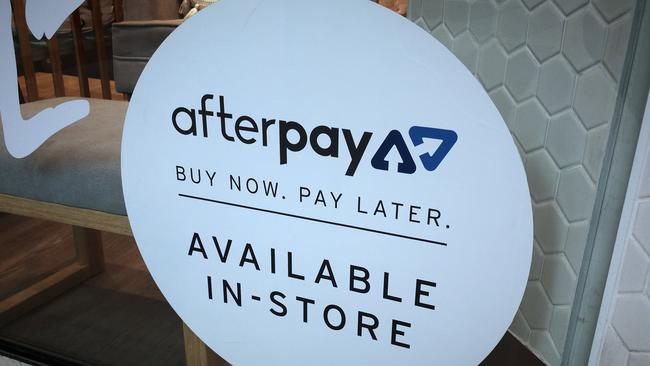 An Afterpay sign in a Sydney store. Picture: AAP